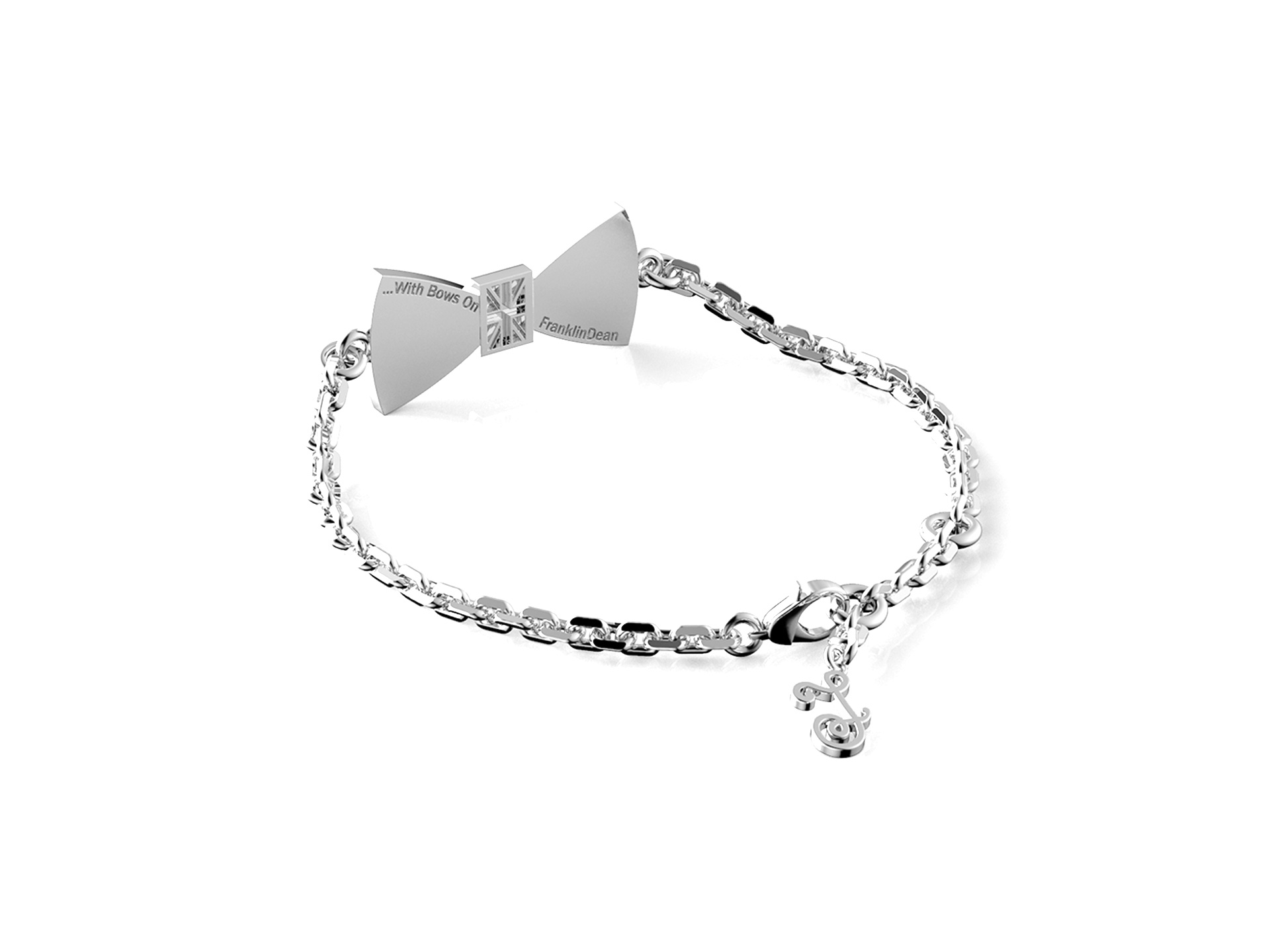 Bow Tie Bracelets with Engraved Monogram Disc