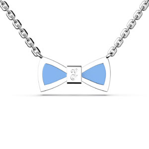 Bow Necklace - Blue & Silver