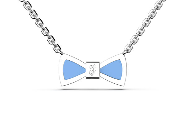 Bow Necklace - Blue & Silver