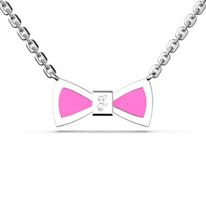 Bow Necklace - Bright Pink & Silver