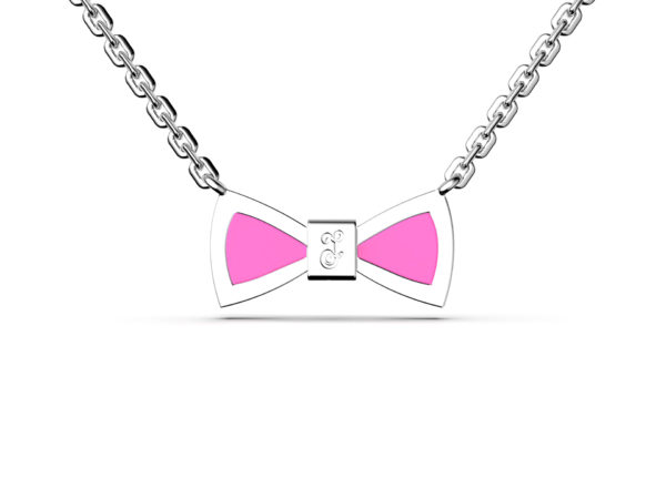 Bow Necklace - Bright Pink & Silver