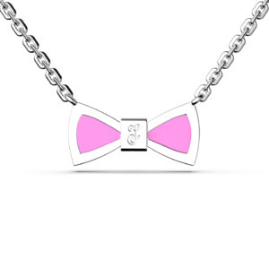 Bow Necklace - Light Pink & Silver