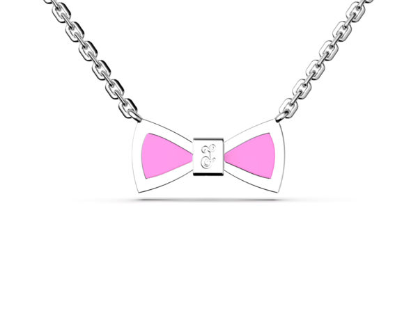 Bow Necklace - Light Pink & Silver