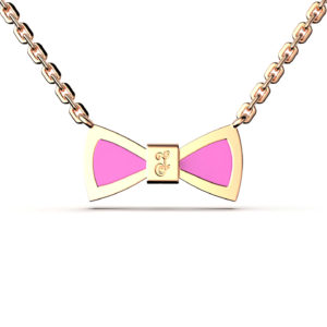 Bow Necklace - Pink & Vermeil