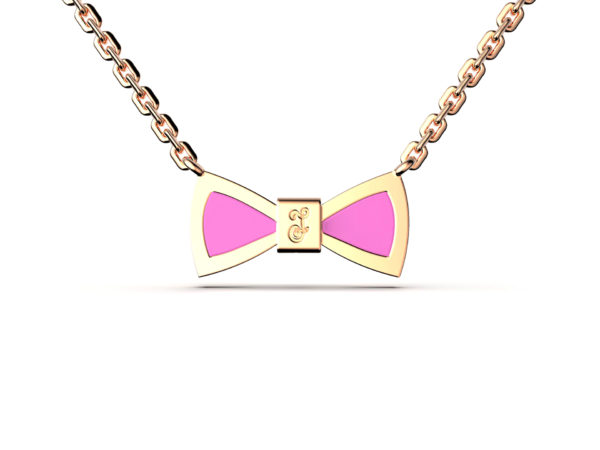 Bow Necklace - Pink & Vermeil