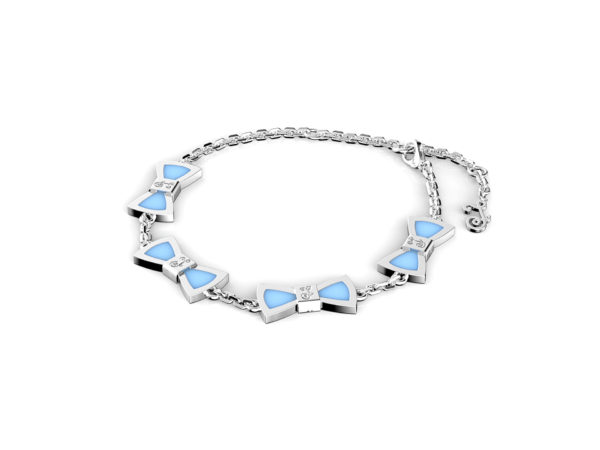 4 Bows Bracelet - Blue & Silver